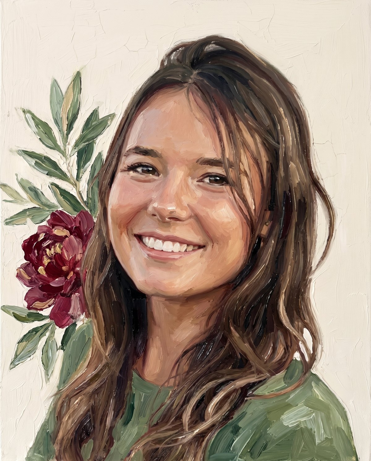 Aurore, fondatrice de Bloomax, portrait peint